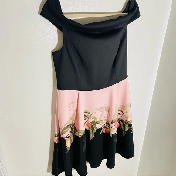 NWT Ted Baker London Peach Blossom Dress Black